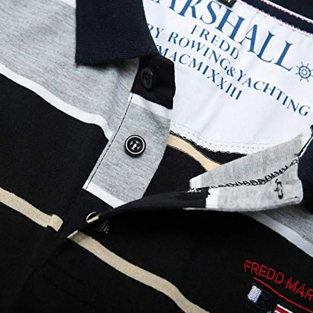 Новая модная мужская рубашка с отворотом Повседневная тонкая полосатая футболка