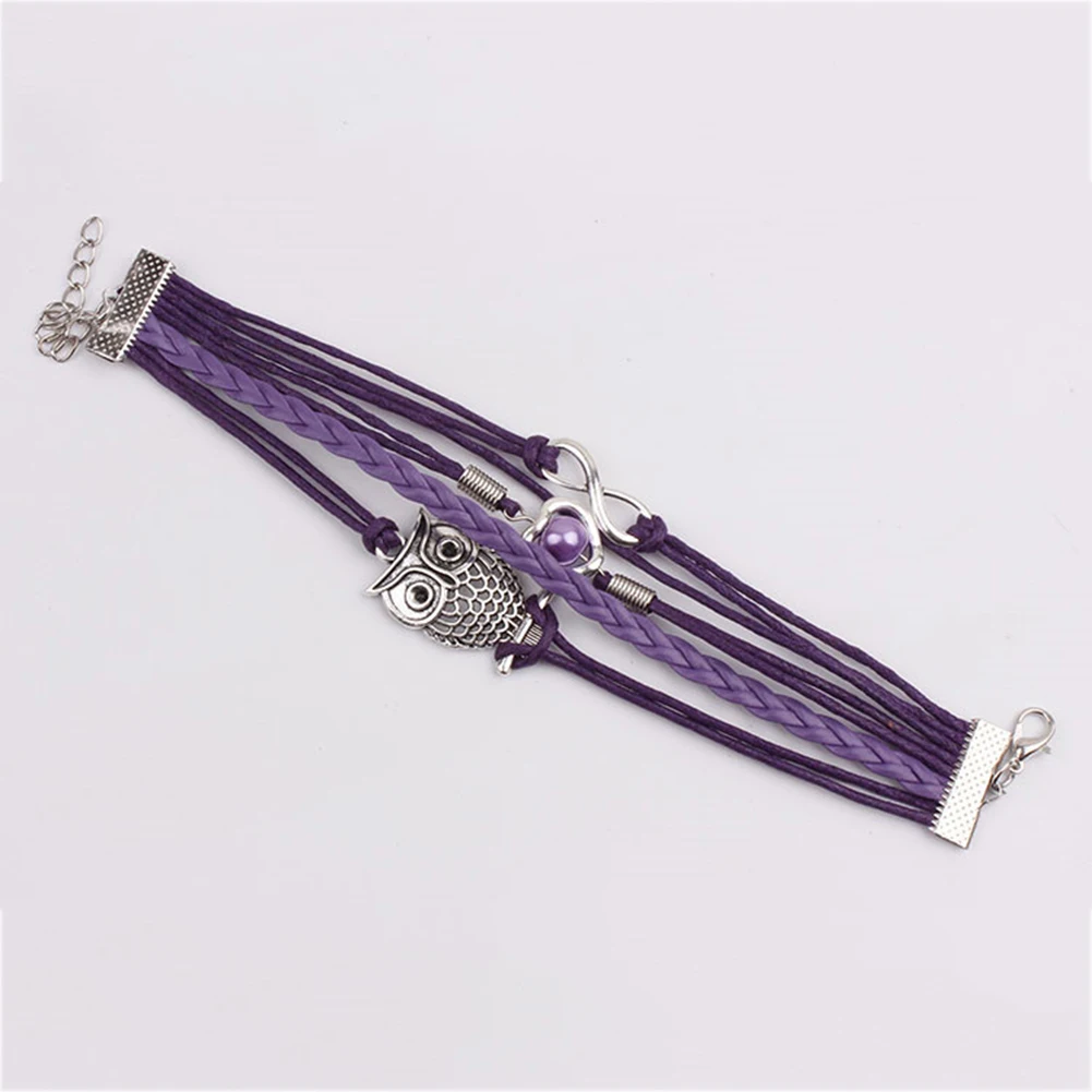 Модный винтажный милый плетеный браслет унисекс из искусственной кожи с шармами