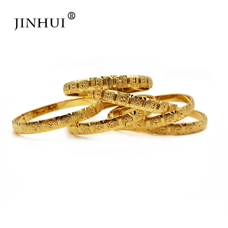 Jin Hui New Fashion lady Luxury Gold Color Jewelry Bangles Ethiopian African Women Dubai Bracelet Party wedding Gifts Can Open