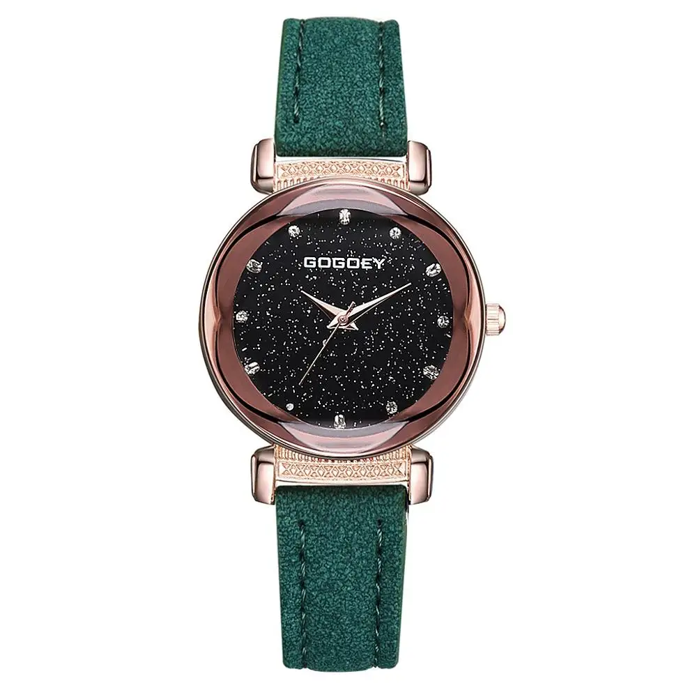 Gogoey Relojes Mujer Роскошные Брендовые женские часы индивидуальность романтическое звездное небо наручные часы горный хрусталь Дизайн Женские часы - Цвет: Зеленый