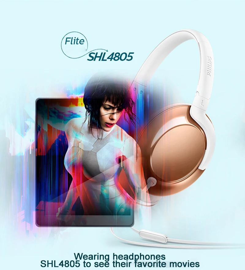 Philips SHL4805 бас Шум шумоподавления наушники провода Управление Hi-Fi наушники с микрофоном для телефона Xiaomi MP3 официальный Тесты