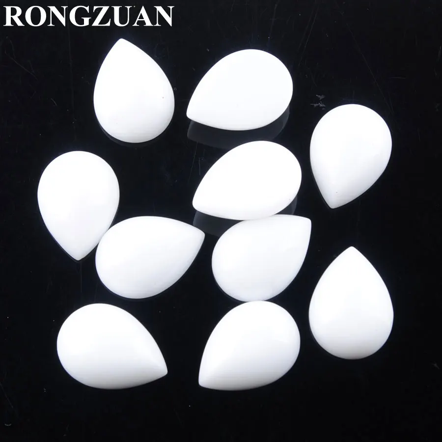 White Jade RONGZUAN натуральный камень Кабошон кабина Амазонит водоросли Агаты нефриты 13x18 мм каплевидные плоские бусины без отверстия ювелирные изделия 10 шт. TBU332 - Цвет: White Jade