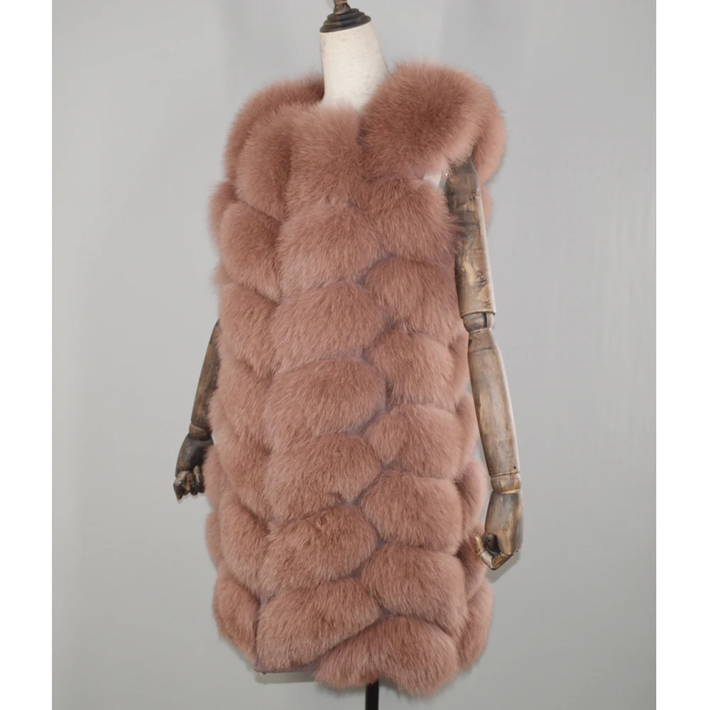 2020 Новая модная зимняя женская жилетка из натурального меха лисы 100% мягкой