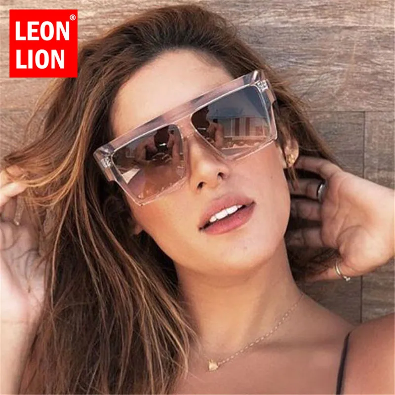 LeonLion 2021 Модные Винтажные Квадратные Солнцезащитные очки Женская Большая оправа