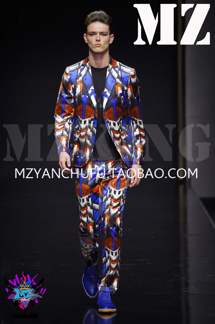 2021 мужские брендовые новые блейзер Модные синий и красный светильник с
