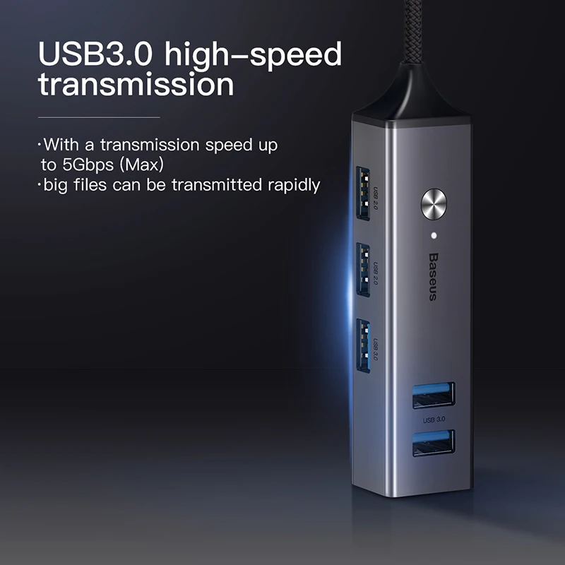 Baseus Мульти USB 3 0 2 C концентратор Тип 5 Порты и разъёмы usb type c адаптер со световым