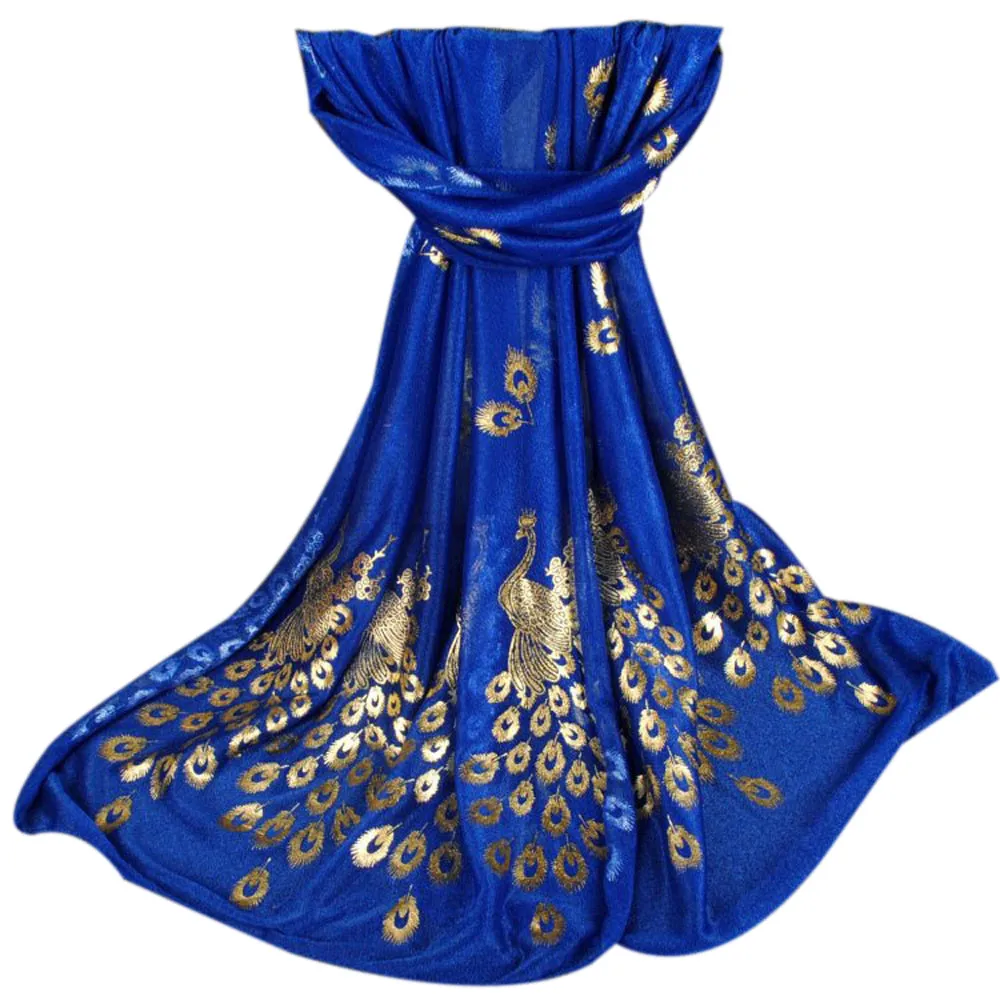 Peacock Pattern long Soft Silk Chiffon scarf Shawl Wrap Honorable queen Women Scarf Scarves winter warm echarpe hiver femme 40 | Аксессуары