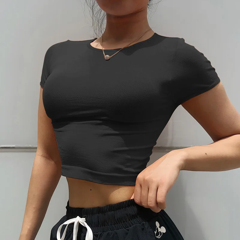 Спортивный короткий топ, женская летняя футболка с коротким рукавом, Femme, облегающий топ для спортзала, йоги, бега, тренировки, топы для женщин, спортивная одежда