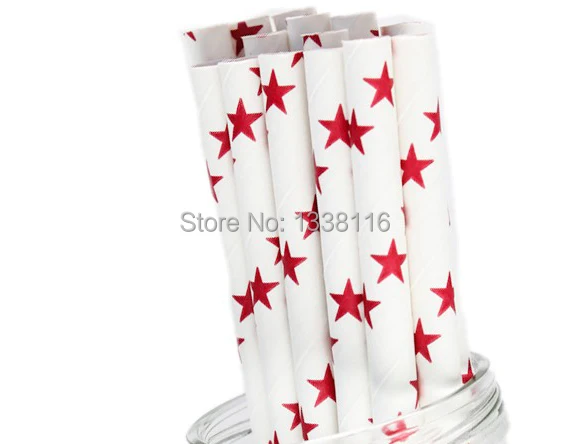 100 шт Красная звезда бумажные соломинки для питья вечерние оптом онлайн|straws
