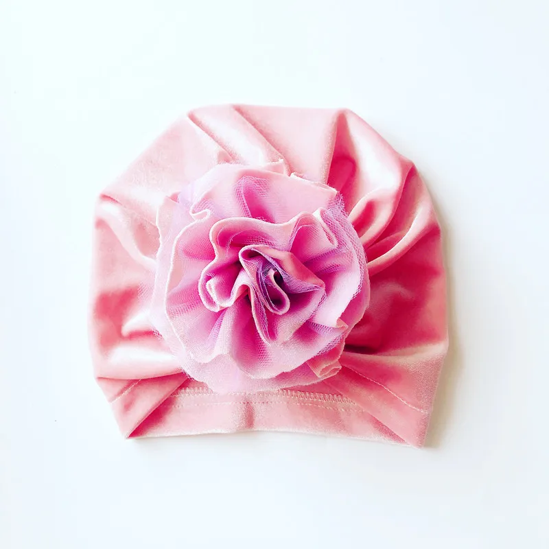 Lace Flower Velvet Baby Hat Caps Infant Autumn Winter Festival Christmas Hats Bebe Soft Beanie Turban Photo Props Accessories | Детская