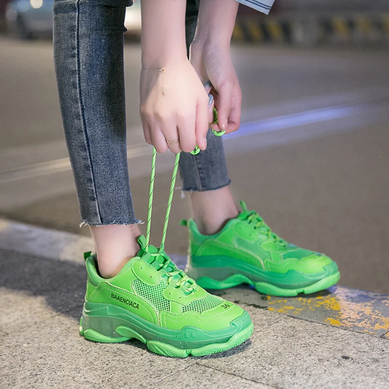 Новинка 2019 года весенняя обувь на плоской платформе женские кроссовки дышащая