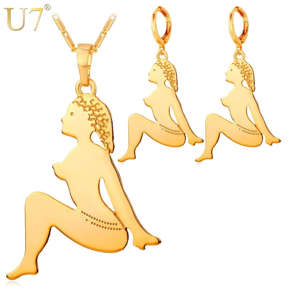 U7 Дубай Позолоченные Комплект Ювелирных Изделий Позолоченный Элегантный