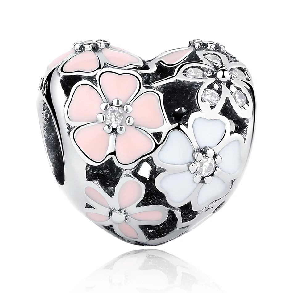 Fit pandora браслет стерлингового серебра 925 цветок, apple, узел Сердце, Клевер Хрустальные Бусы Подвески DIY Изготовления Ювелирных Изделий
