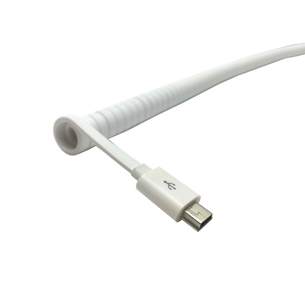 Плоский кабель USB 2 0 Male to Mini 5 Pin Spring Coiled Data Sync Charger Power Cable 2m/200cm | Компьютеры и офис