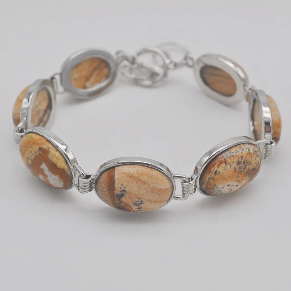 

Picture Stone Beads Bracelet Bangle 8 Inch Jewelry For Woman Gift G052