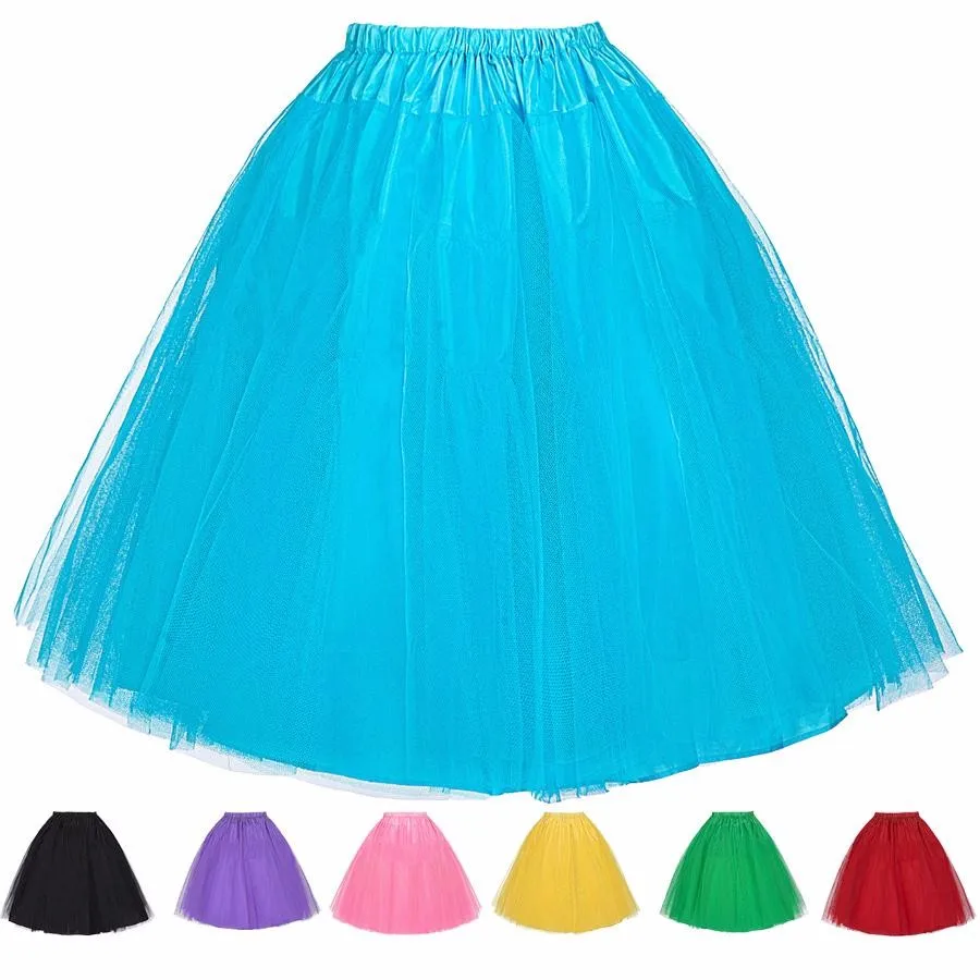 Новое Прибытие Тюль Ретро Свинг Рокабилли Винтаж Нижняя Юбка Кринолин Underskirt Два Слоя Нижняя Юбка для Свадебного Юбки
