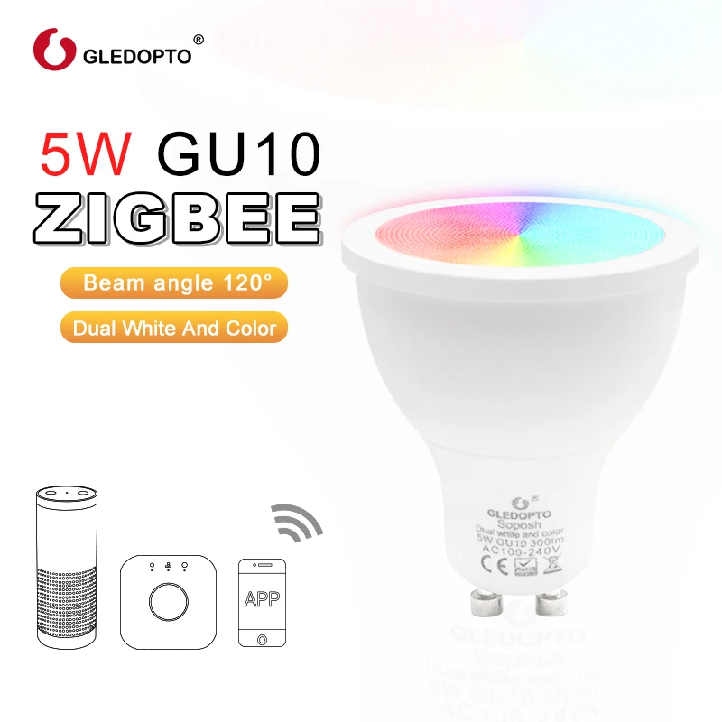 Светодиодная лампа ZIGBEE gu10 RGB + CCT 5 Вт умная светодиодная двойсветильник белый свет