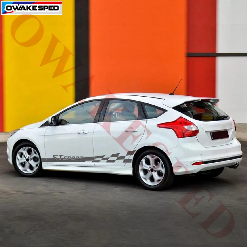 Гоночный флаг полосы автомобиля стикер s для ford focus ST RS Спортивная графика