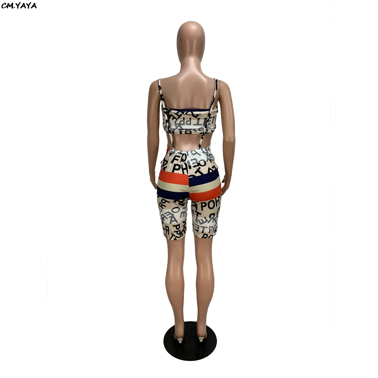 Женский новый сексуальный комбинезон в полоску без бретелек с буквенным принтом