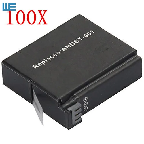 Аксессуары для Gopro. 100 шт./партия AHDBT 401 AHDBT401 батареи GoPro HERO4 HERO 4 Black и Silver Video Camera.|battery