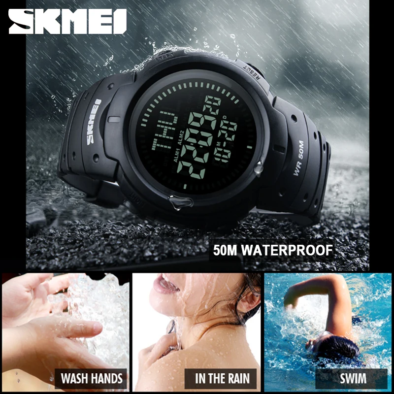 SKMEI 1231, часы с компасом, Многофункциональные цифровые часы, мужские часы с обратным отсчетом, летнее время, хронометраж, наручные часы, светодиодный, Relogio Masculino