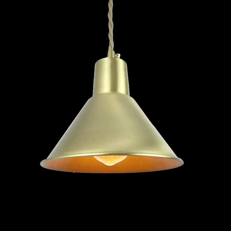 

E27 brass socket D170mm copper lampshade fabric wire pendant lamp fixture brass lighting LED modern style for living room