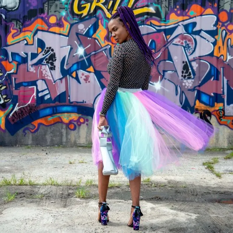 

Hip Hop Rainbow Tulle Skirts For Women 2018 Colorful A-line Tutu Skirts For Yong Lady Fashion Women Bottom New Female Saias
