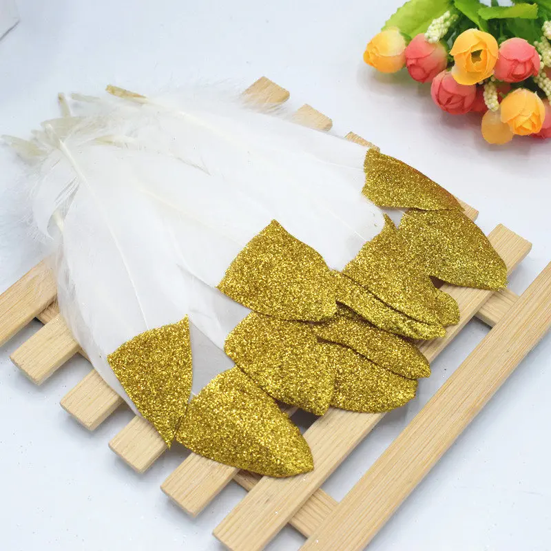 Gold powder 8 20 шт./упак. красивые спрей золото гусиное перо павлина DIY Ювелирные изделия декоративные аксессуары - Цвет: Gold powder 8