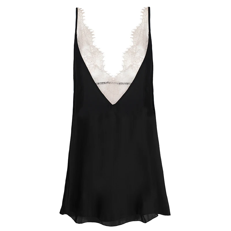 Женская кружевная мини ночная сорочка черная элегантная тонкая привлекательная