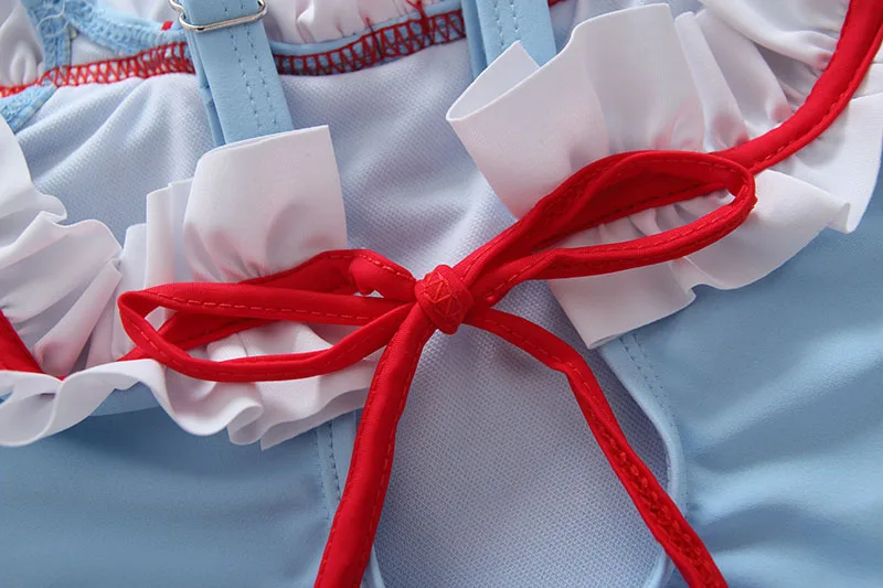 Летний Цельный купальник для маленьких девочек с оборками сексуальный милый