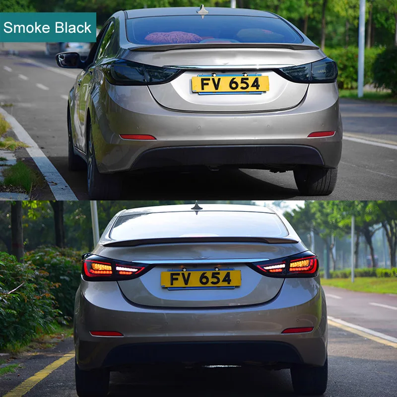 Светодиодный задний фонарь для hyundai Elantra 2012 2013 красный дымчатый черный светодиодный задний светильник поворотный сигнал и тормозной светильник