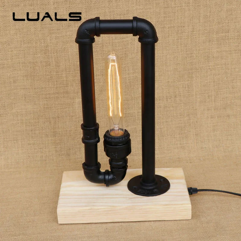 

Nordic Art Deco mesa Desk Lamp Loft Industrial Water Pipes Retro Table Lamp For Cafe Bar Edison Desk Light Indoor Deco Lighting