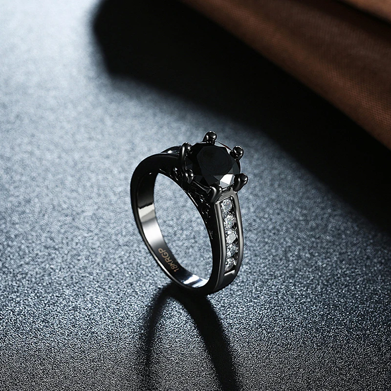Черный пистолет покрытием Кольца для Для женщин Weding Обручение Jewelry блестящие