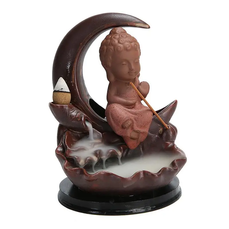 

Ceramic Censer Lotus Smoke Waterfall Buddha Incense Burner Aromatherapy Home Office Incense Crafts Incense Holder Crescent Shape