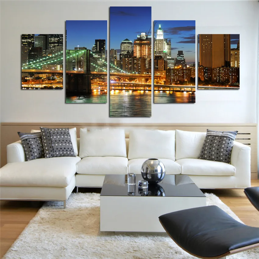 Городское освещение на стенах художественные картины Современная гостиная