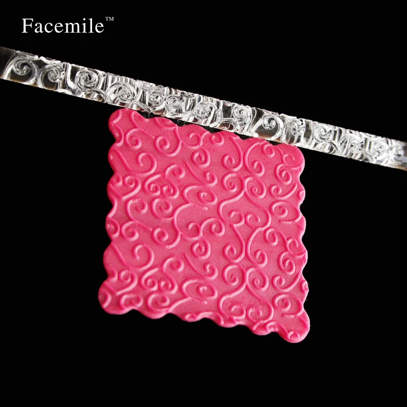 Прозрачная акриловая скалка для помадки с тиснением вершина кексов