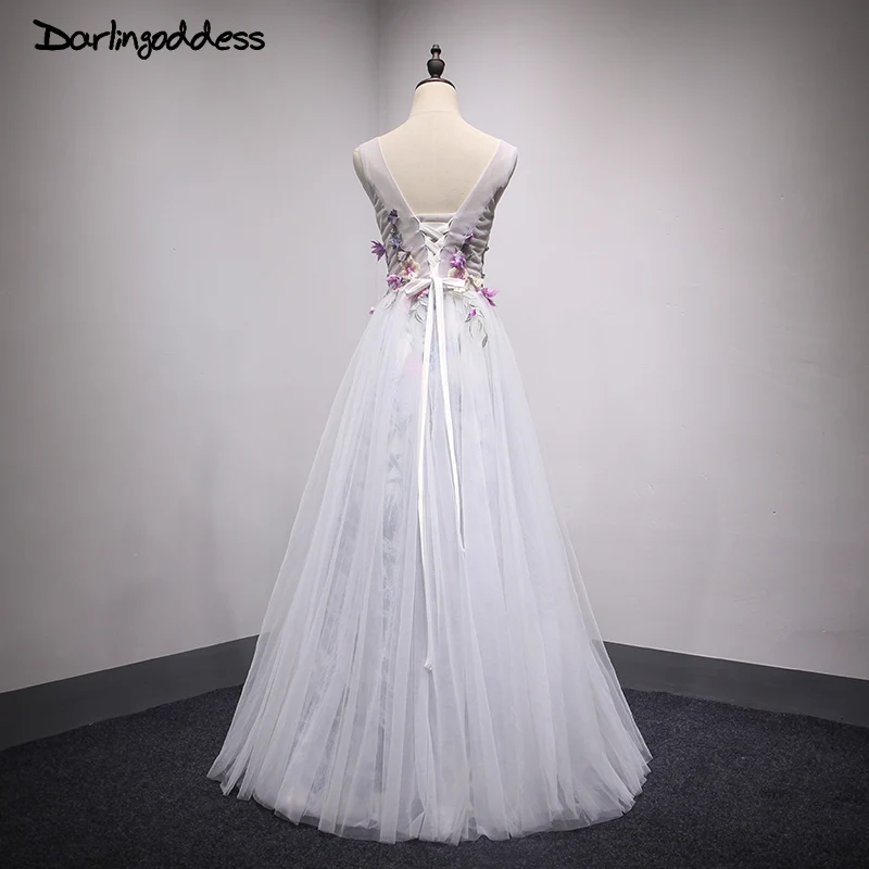 Robe de Soiree/длинное вечернее платье в пол серое с v образным вырезом сексуальные