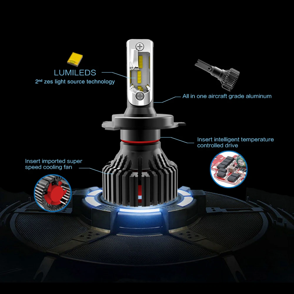H7 Led H4 автомобильный головной светильник 8000Lm h11 led canbus лампа 12 В 30 Вт 9004 9005 9006 9007
