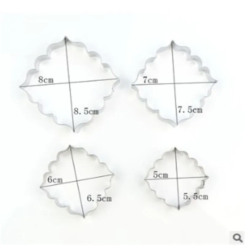 

4Pcs/Pack Stainless Steel Cookie Cutter Cooking Tools for Cake Wedding Blessing Frame Shape Biscuit Chocolate Mold Stencil