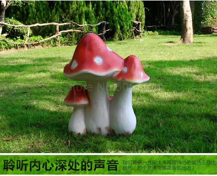 Simulation large mushroom sculpture glass steel plant garden decoration outdoor lawn landscape | Дом и сад