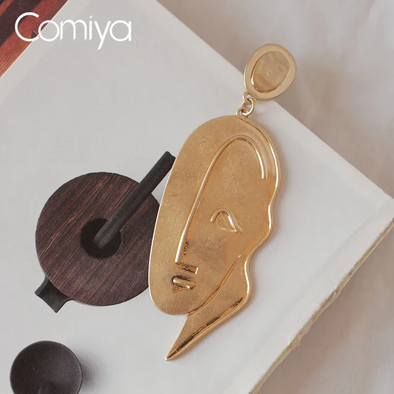 Comiya оптовая продажа цинковый сплав висячие серьги с узором лица для женщин в