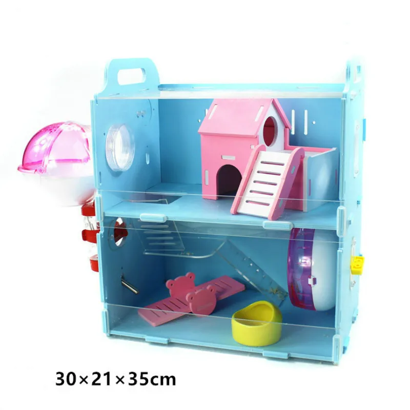 

Three-color optional double-layer transparent villa acrylic hamster cage gold bear castle nest small pet house AP11211802