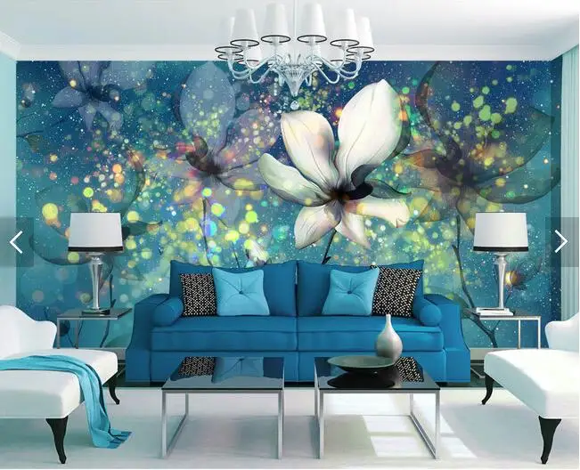

Custom 3D murals,Transparent beautiful dream flower under the blue glare papel de parede, living room sofa TV bedroom wallpaper