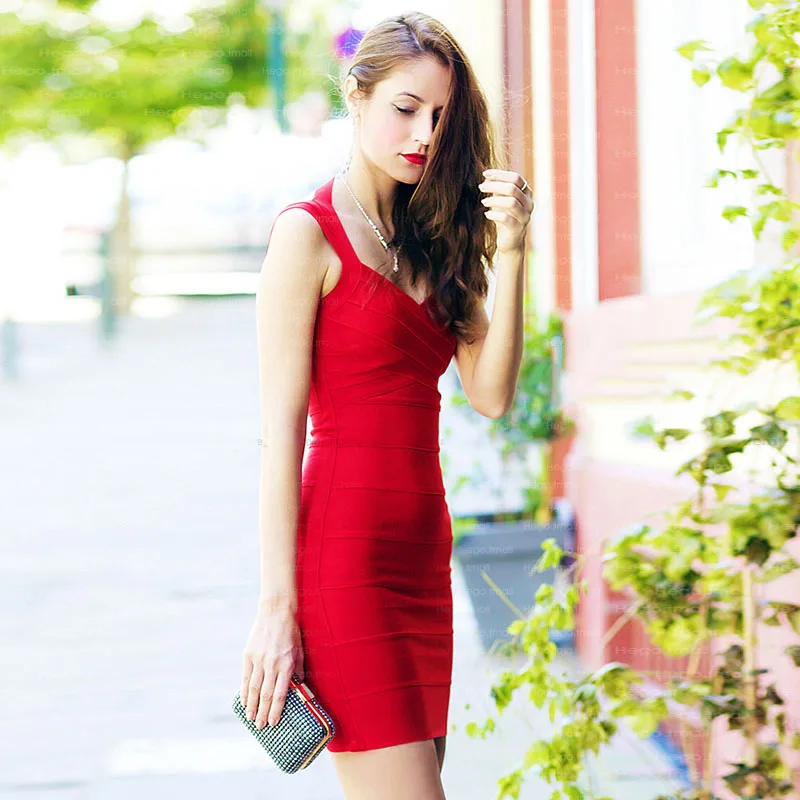 2020 новые летние пикантные знаменитости Мини красные черные Бандажное платье Для
