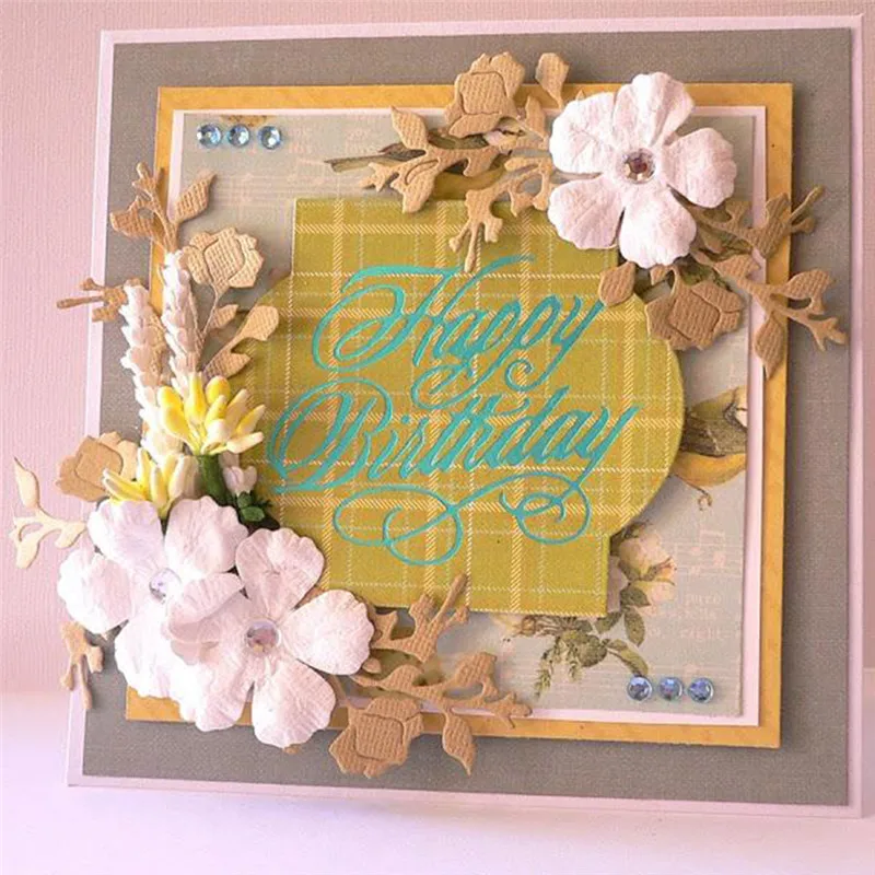 YaMinSanNiO Letter Dies Happy Birthday Metal Cutting 2019 For Scrapbooking Card Making Photo Album Stencil carfts Die Cut | Дом и сад