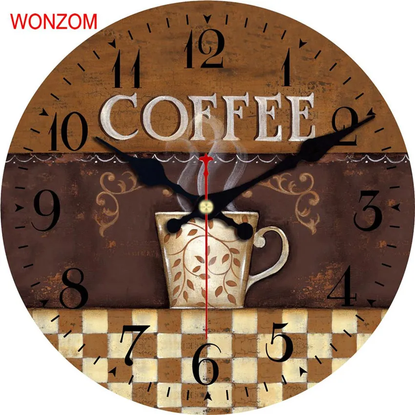 WONZOM кофейный дизайн большие настенные часы с латте тихий гостиная Настенный