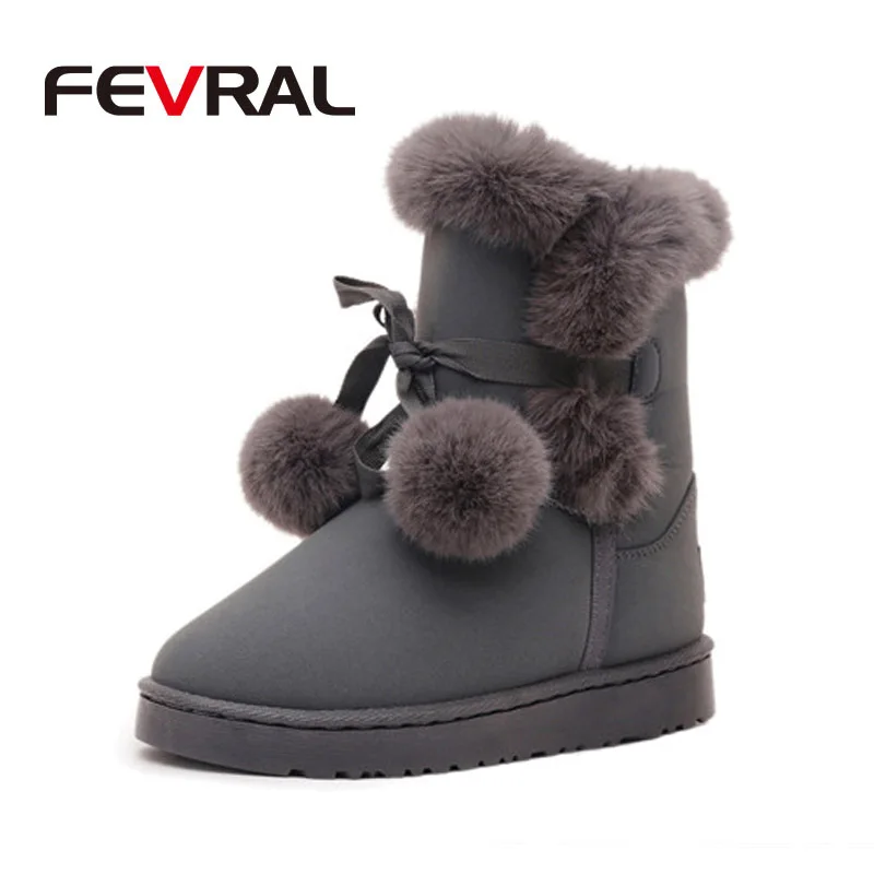Gray FEVRAL/ г., зимние качественные женские ботинки модные зимние ботильоны с круглым носком Повседневная обувь на плоском толстом каблуке женские носки - Цвет: Gray