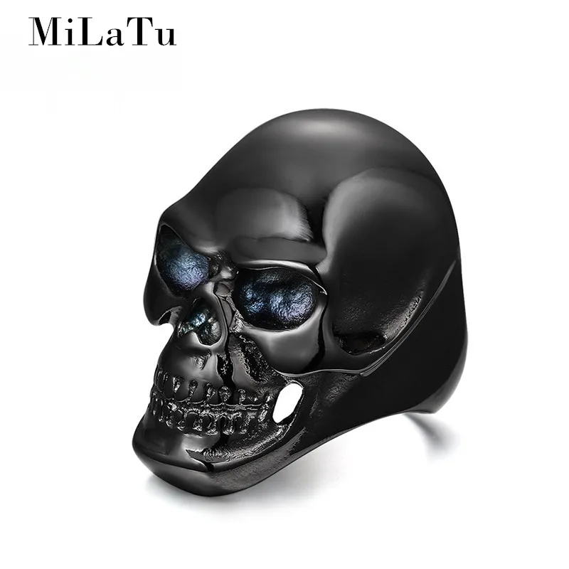 Мужские черные кольца с костями и черепами Supreme большие массивные из нержавеющей