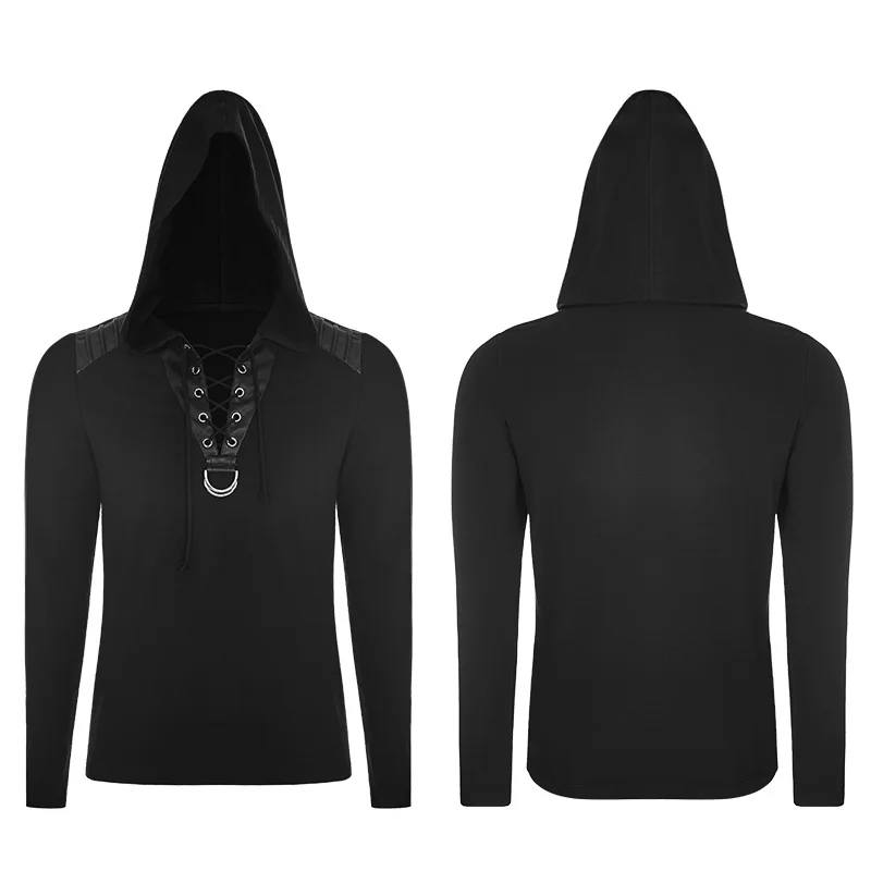 Мужская Повседневная футболка Gothis Steampunk Rave с капюшоном и длинным рукавом