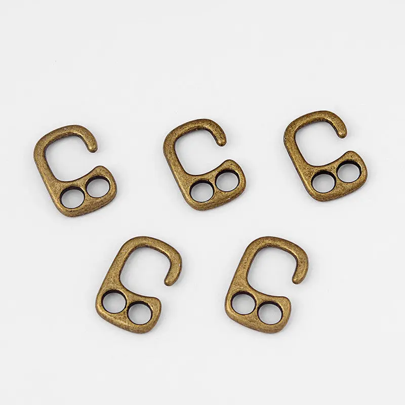 

10pcs Antique Bronze 5.5mm Double Holes Hook Clasp Bracelet Findings For Round Leather
